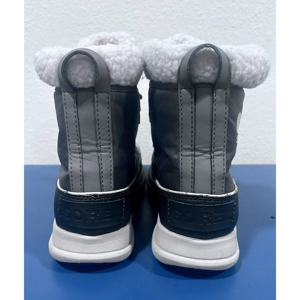 Sorel Explorer Carnival Waterproof Boots Shoes Faux Fur Collar Grey 7 Women's